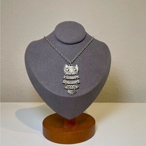 Silver Owl Pendant Necklace